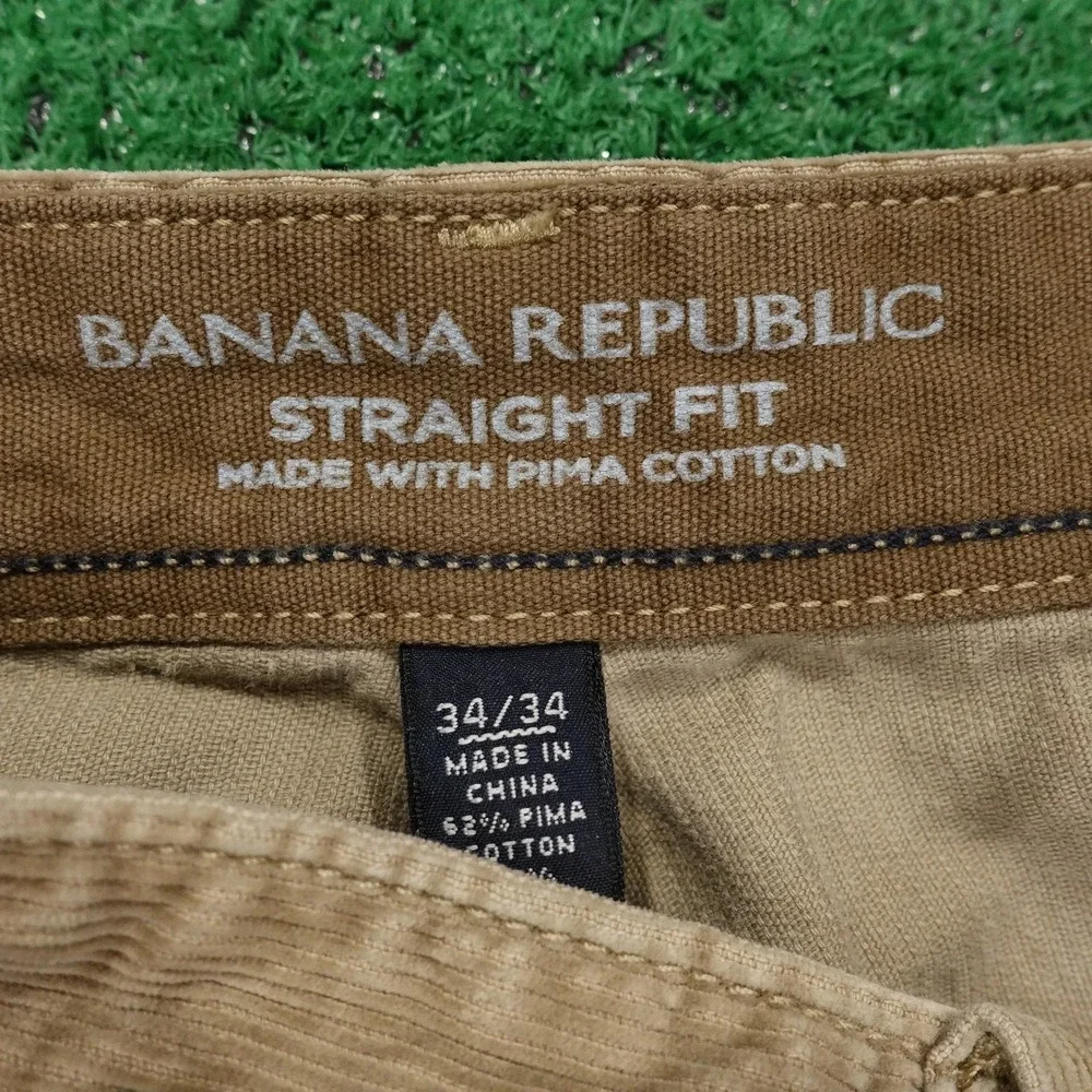Banana Republic Straight Fit Pants Mens 34x34‎ Beige Corduroy Khakis Pima